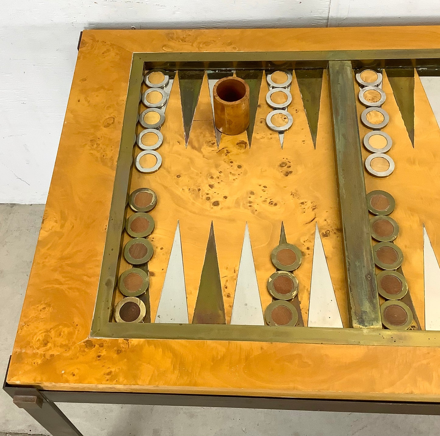 Tommaso Barbi Brass and Burl Backgammon Game Table