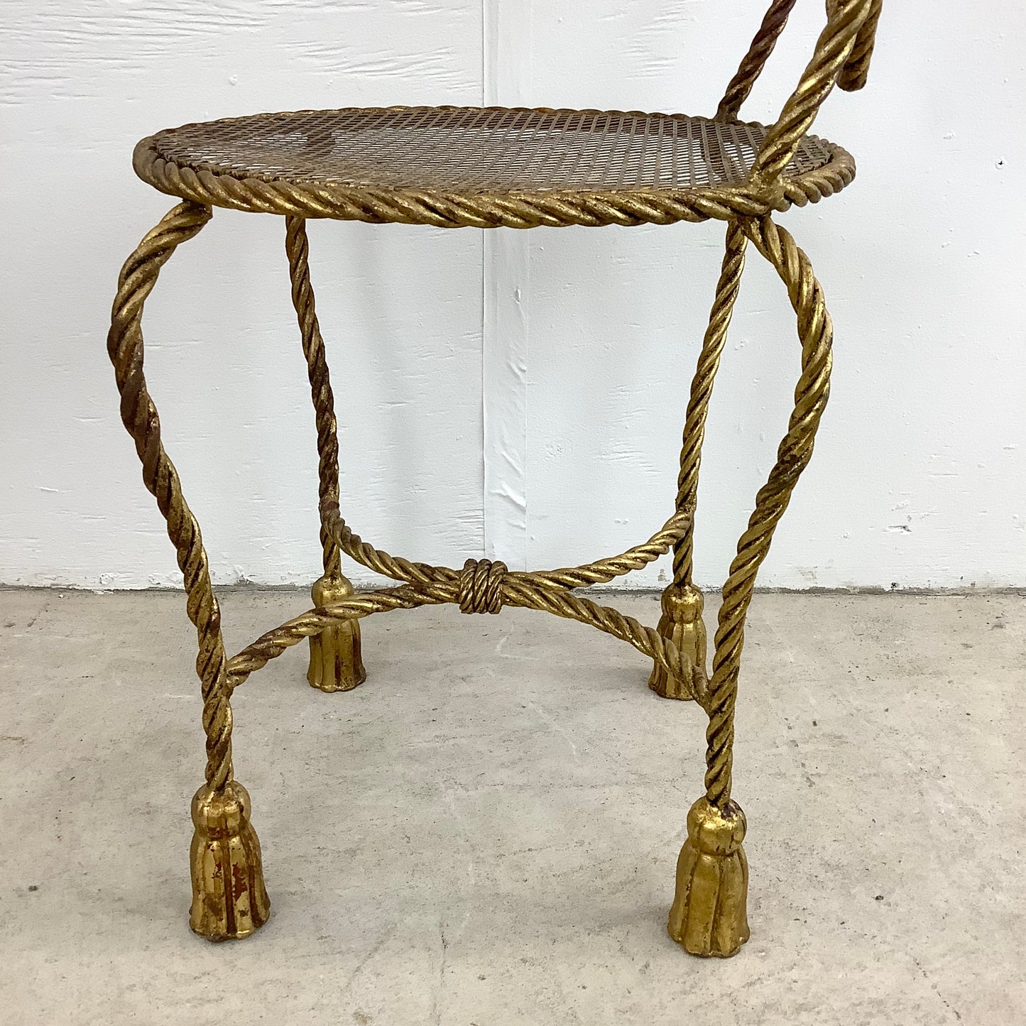 Italian Modern Heart Shaped Gilt Tassell Chair
