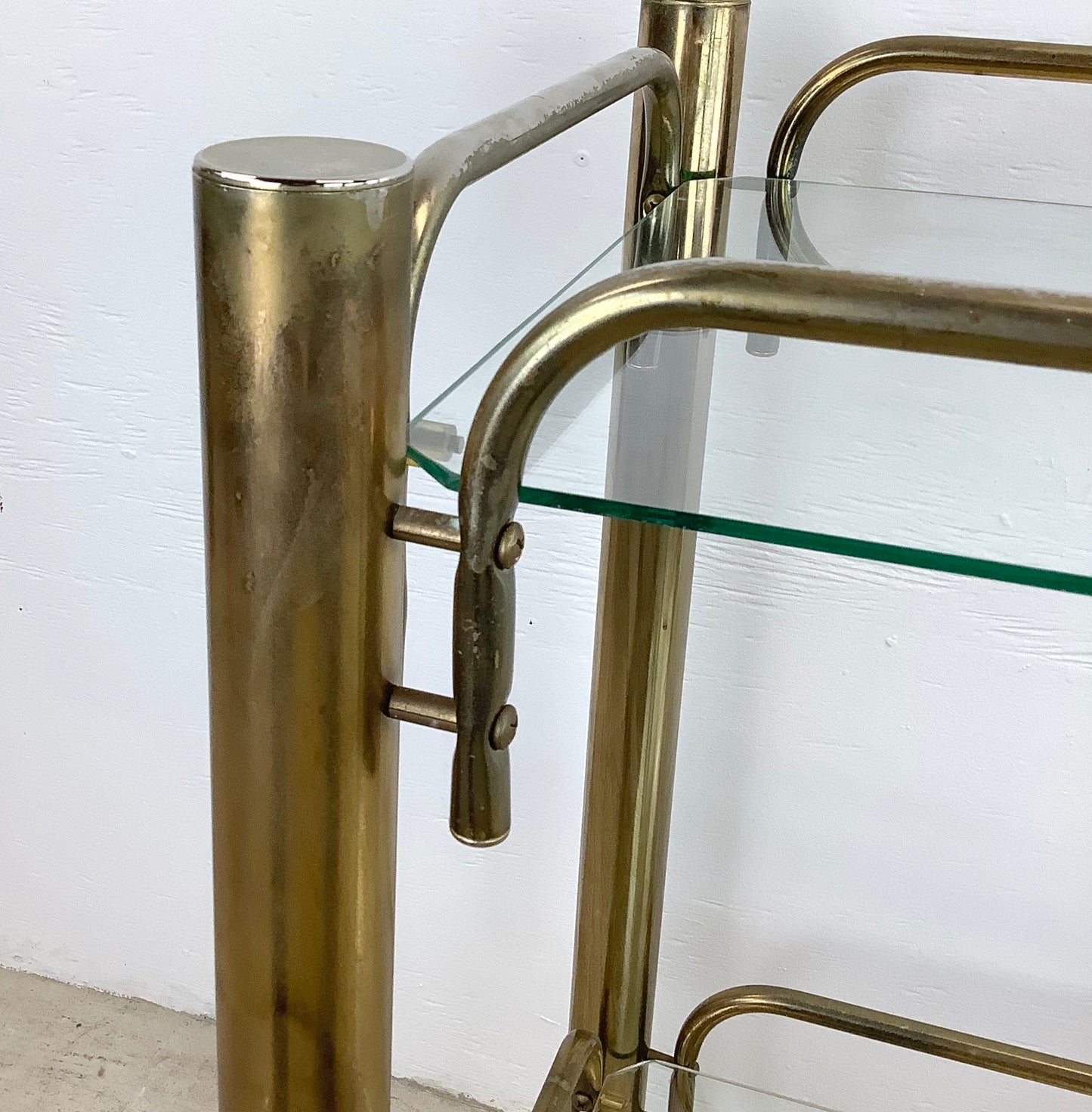 Vintage Modern Brass Finish Bar Cart