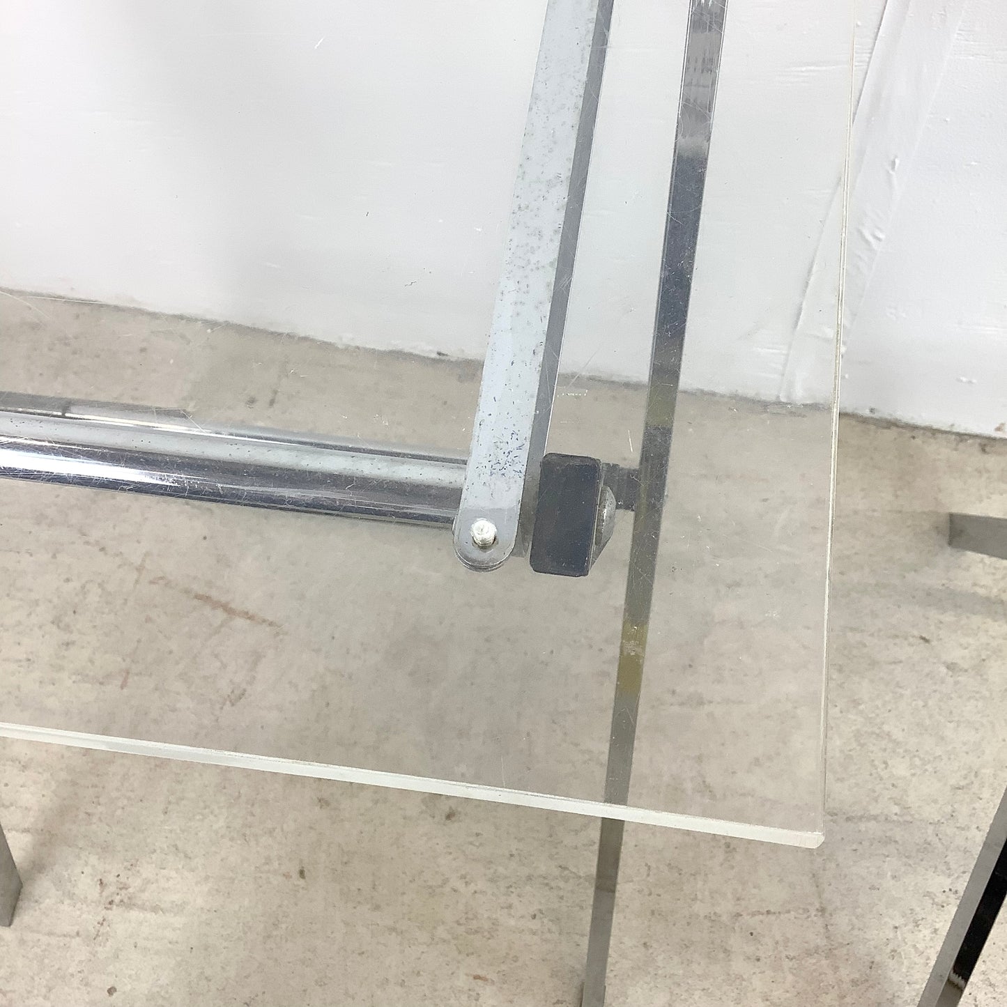 Mid-Century Lucite and Chrome Folding Tray Table- a pair