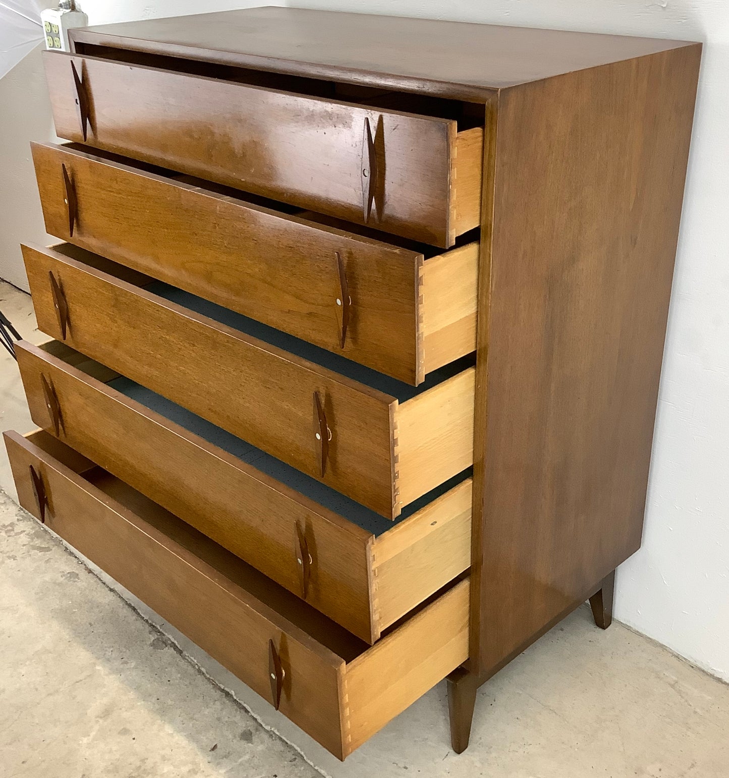 Mid-Century Five Drawer Highboy Dresser from American of Martinsville