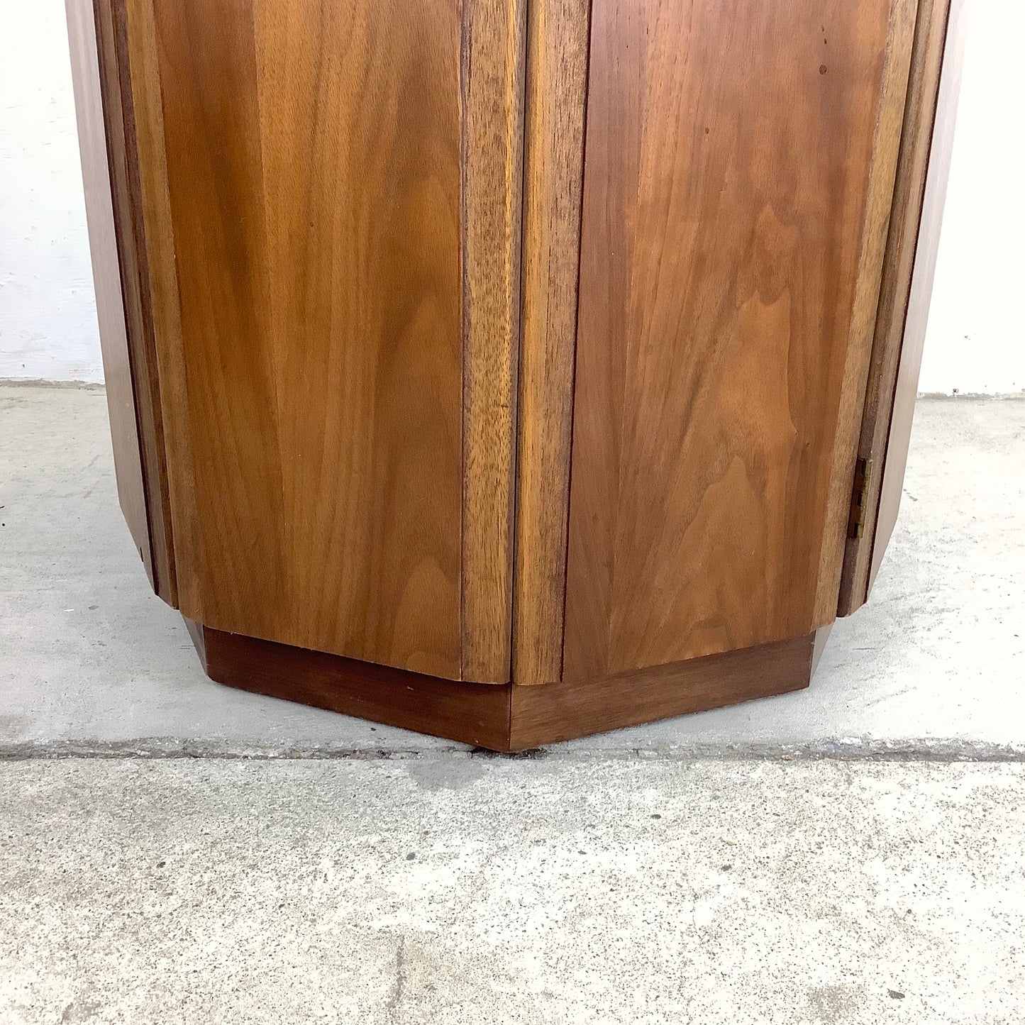 Vintage Mid-Century Circular End Table Cabinet- Walnut Finish