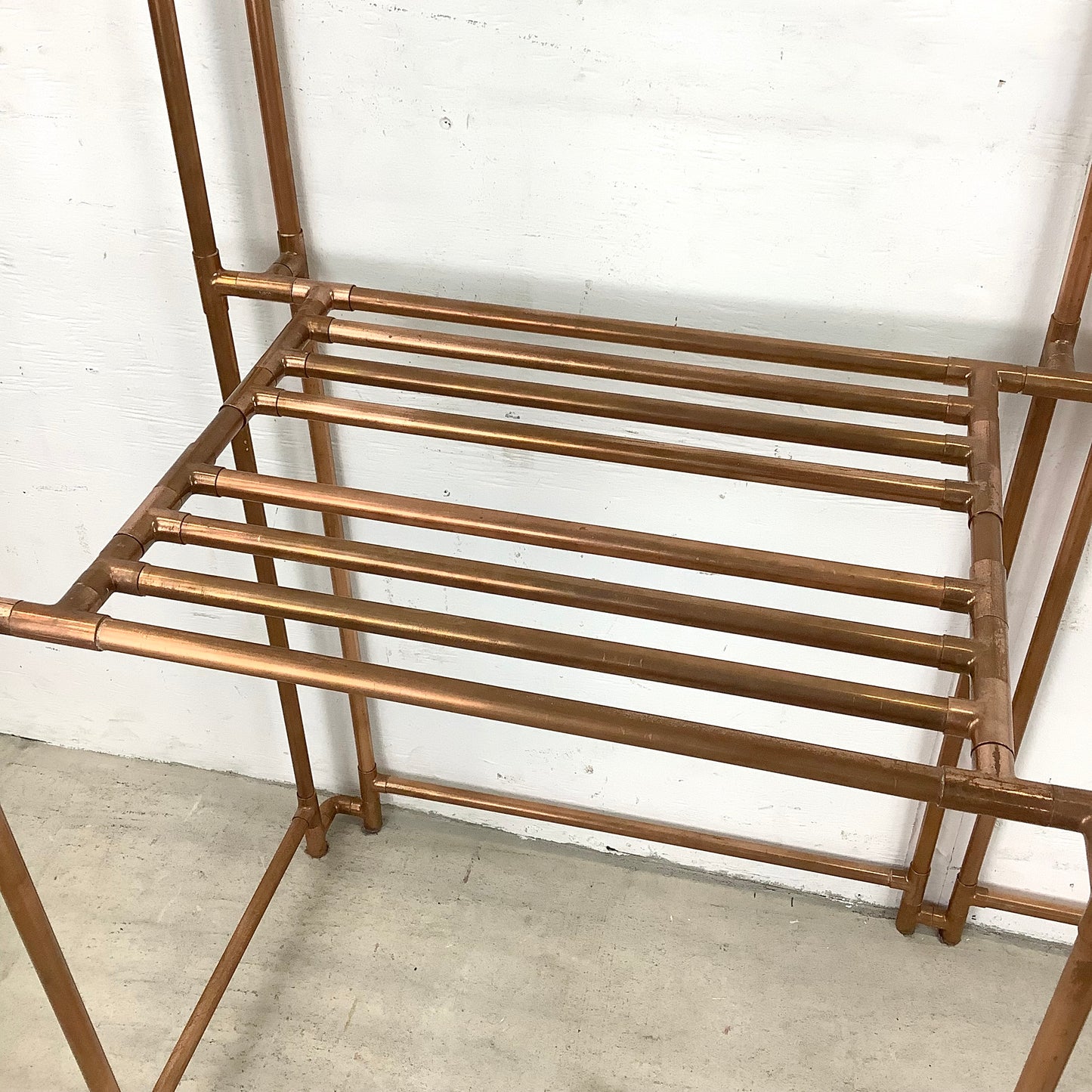 Unique Copper Pipe Baker's Rack with Glass Counter