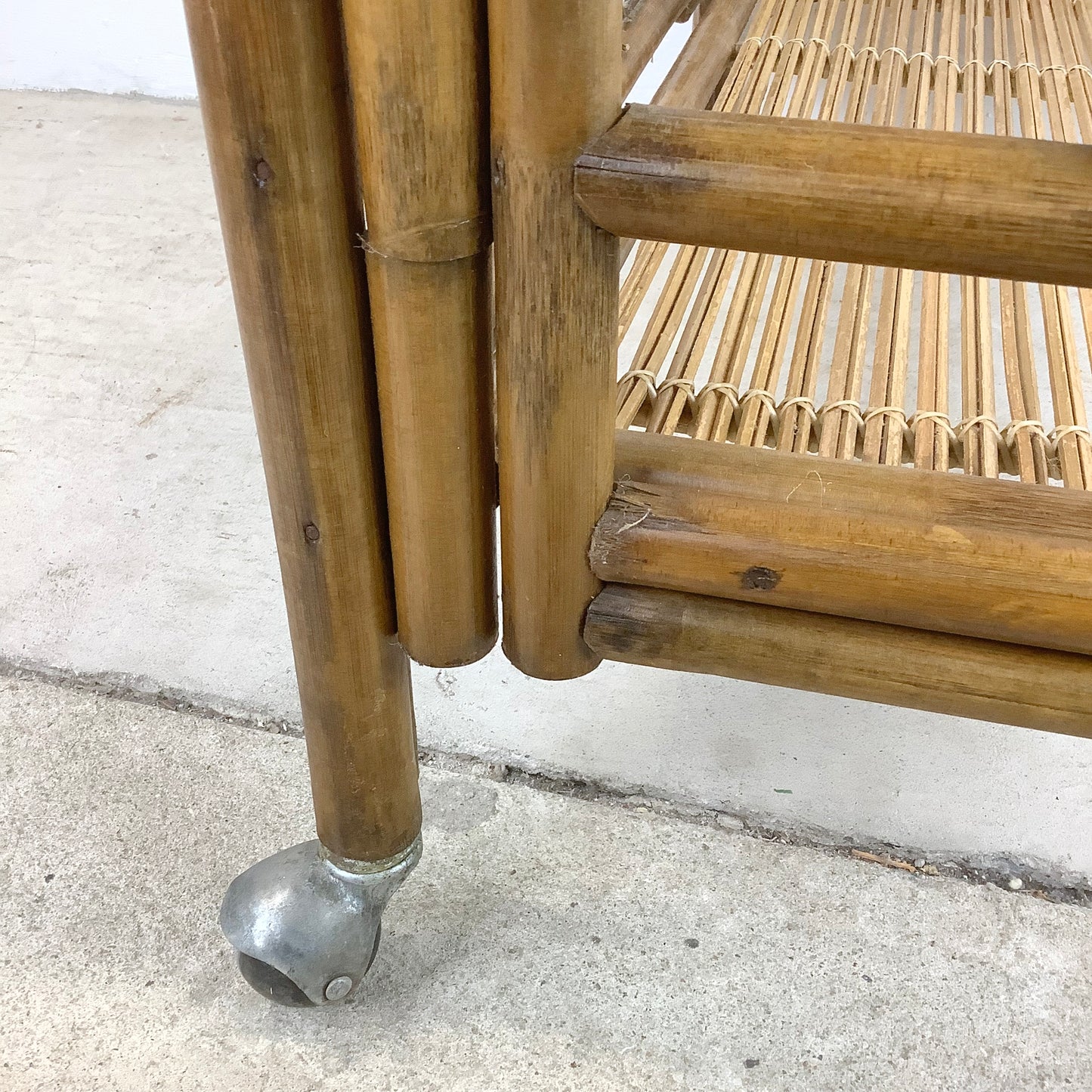 Vintage Boho Modern Bamboo Bar Cart