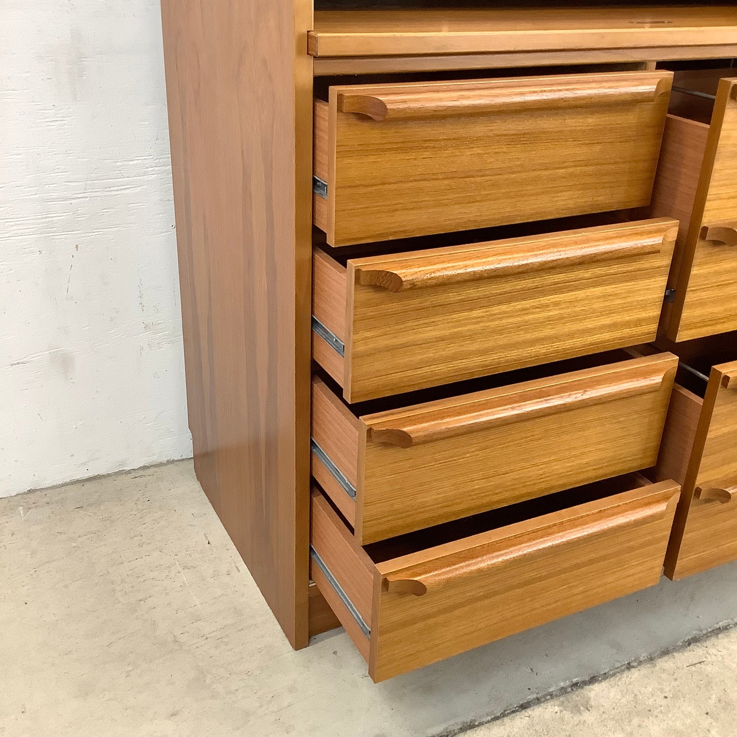 Vintage Teak Rolltop Secretary Desk- Danish Modern Style