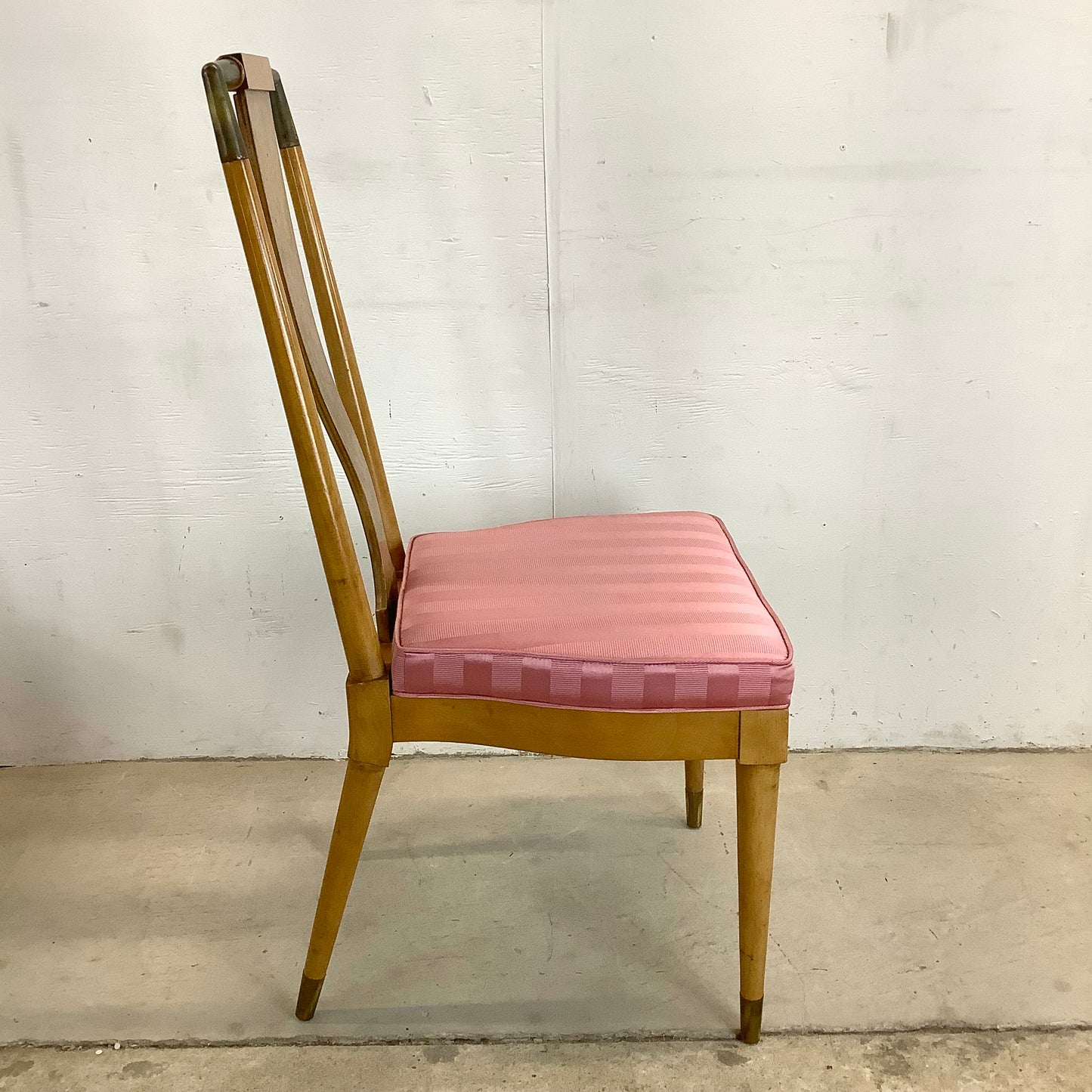 Mid-Century Modern High Back Burlwood Dining Chairs- Set of Six