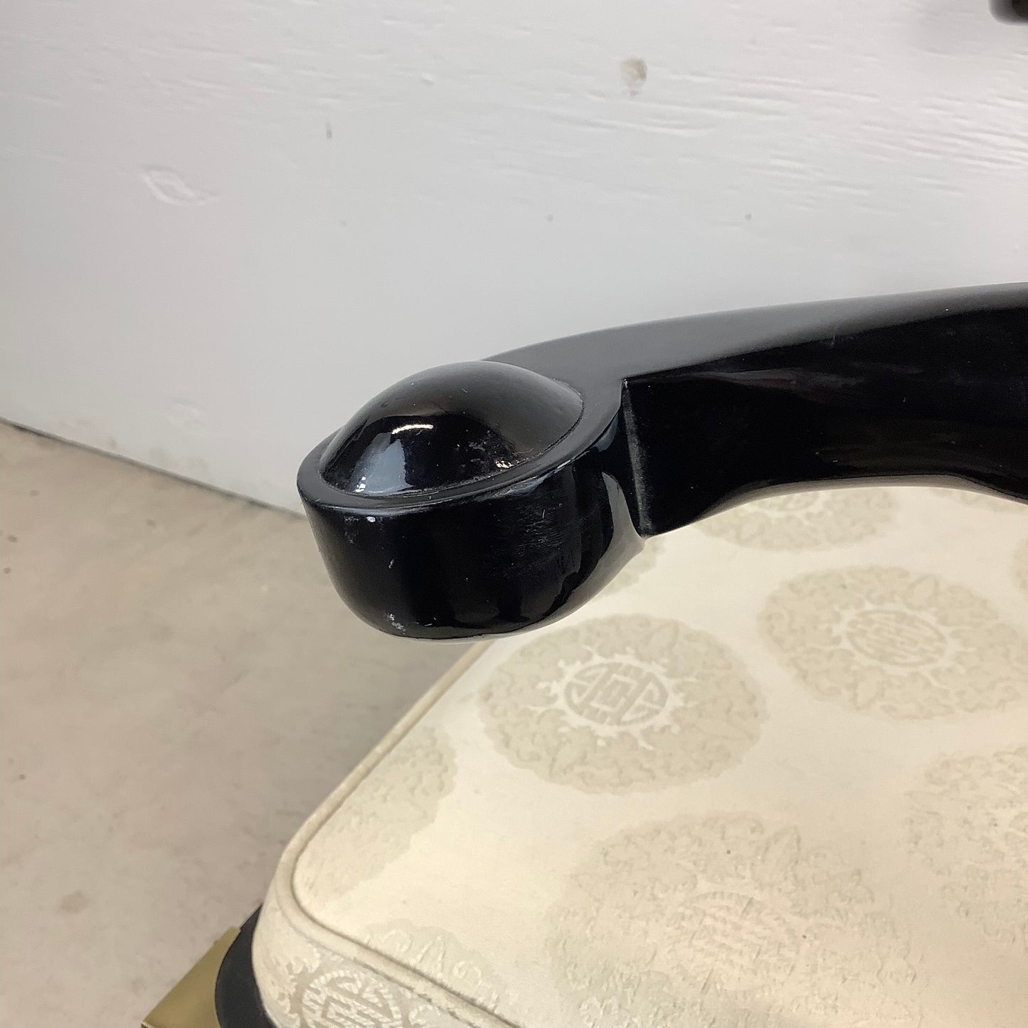 Vintage Asian Inspired Black Lacquer Armchair