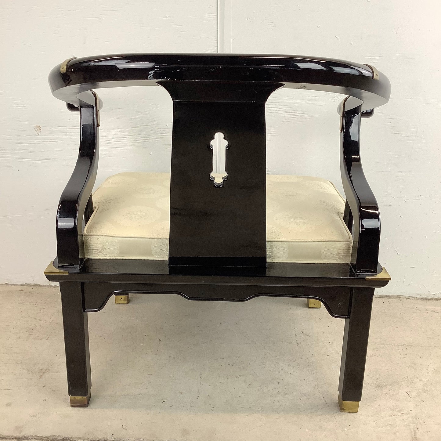 Vintage Asian Inspired Black Lacquer Armchair