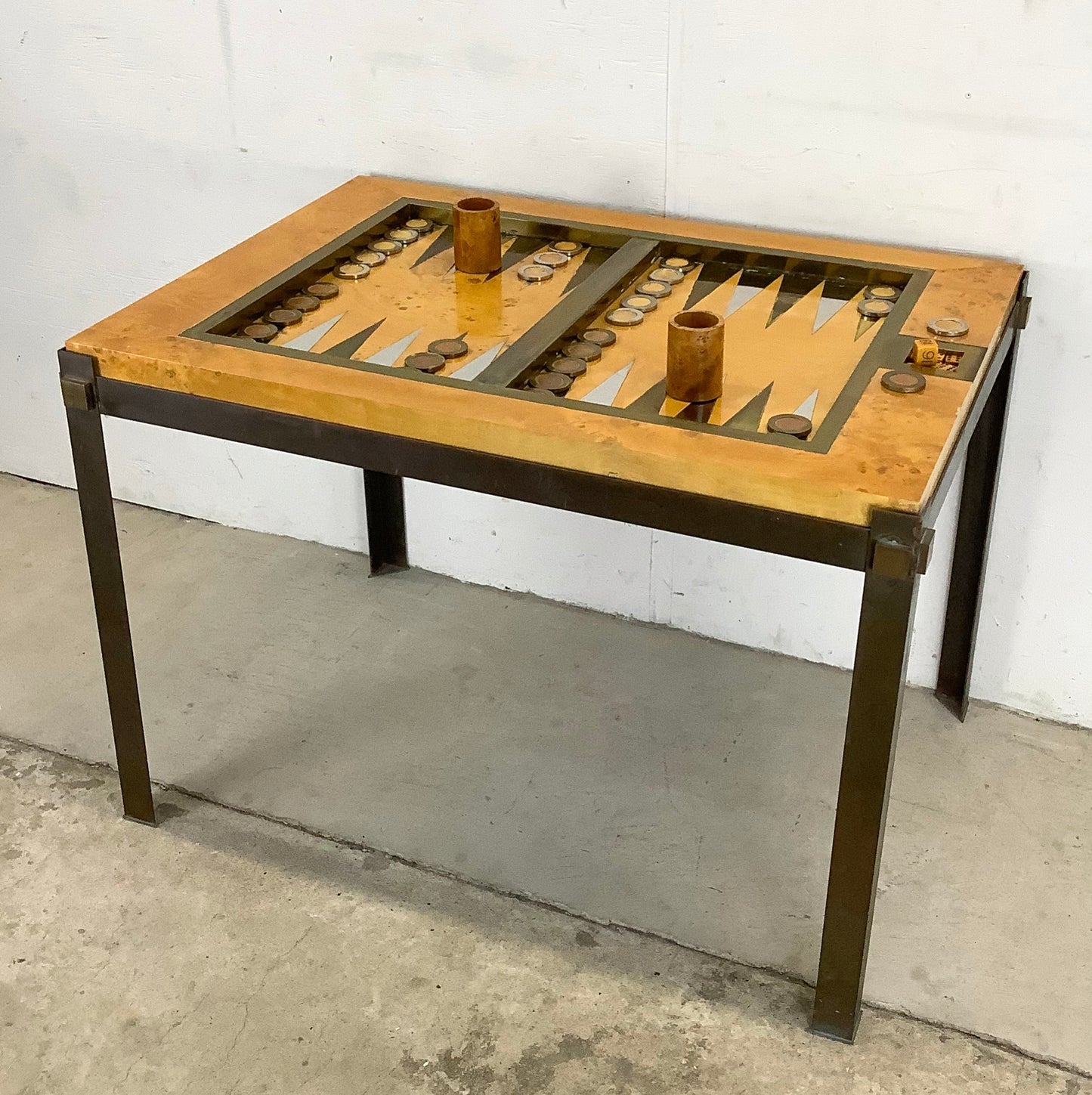 Tommaso Barbi Brass and Burl Backgammon Game Table
