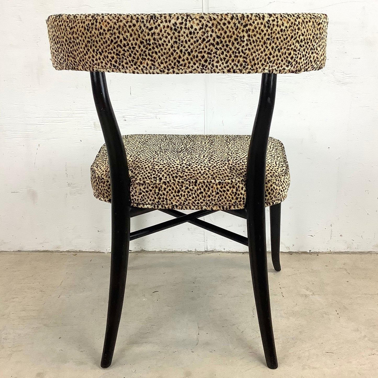 Vintage Modern Klismos Chair in Leopard Print attributed T.H. Robsjohn-Gibbings