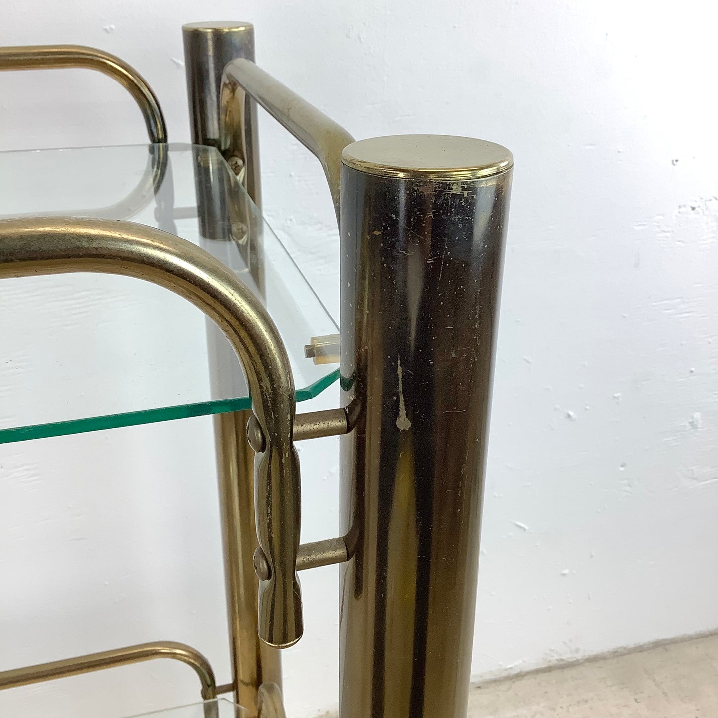 Vintage Modern Brass Finish Bar Cart
