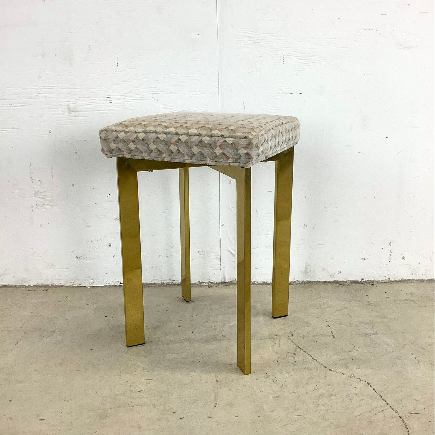 Mid-Century Brass Vanity Stool
