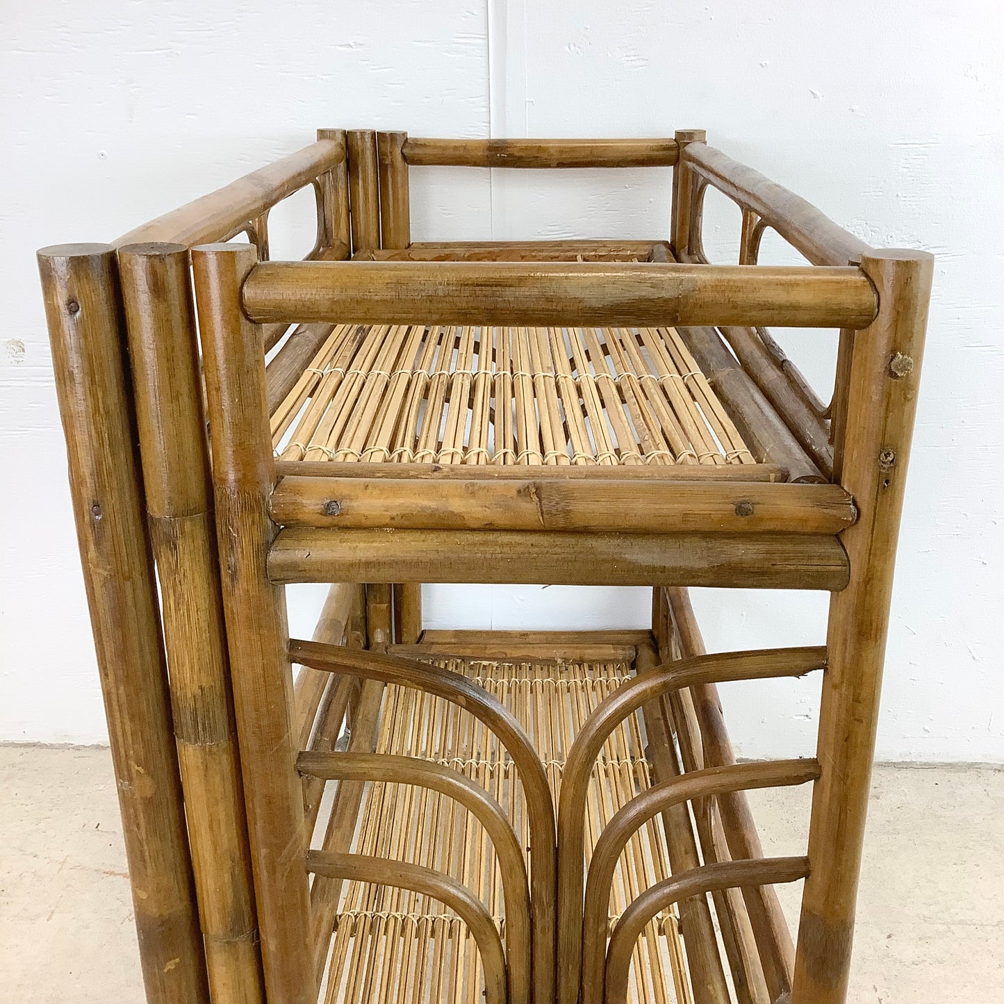 Vintage Boho Modern Bamboo Bar Cart