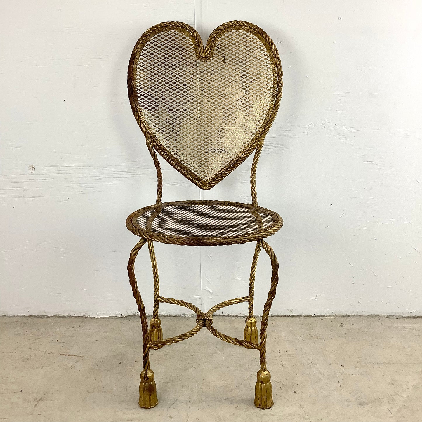 Italian Modern Heart Shaped Gilt Tassell Chair