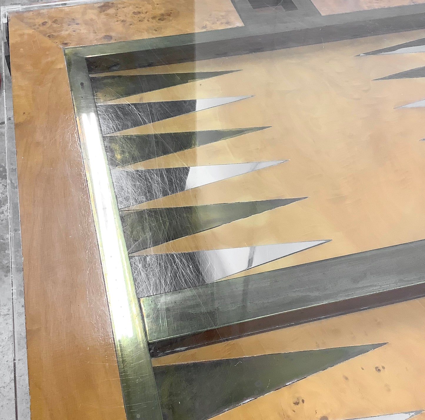 Tommaso Barbi Brass and Burl Backgammon Game Table