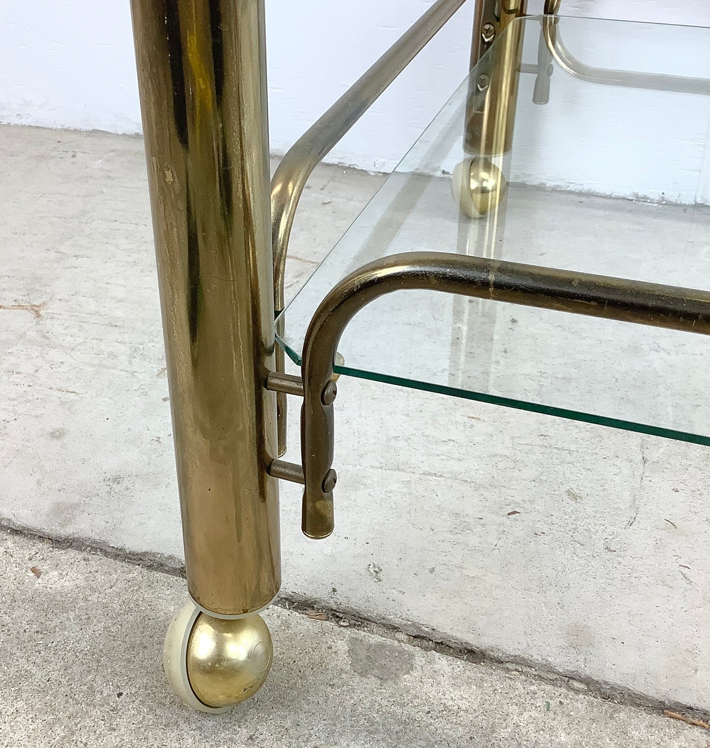 Vintage Modern Brass Finish Bar Cart