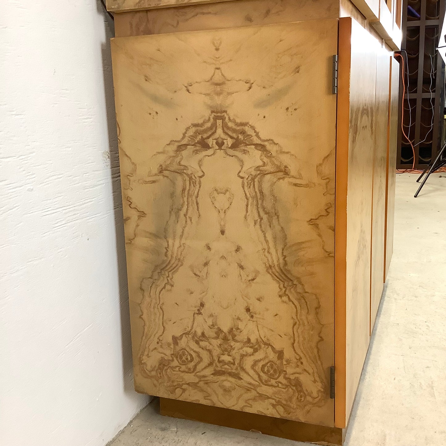 Vintage Modern Burl Style Curio Display Cabinet