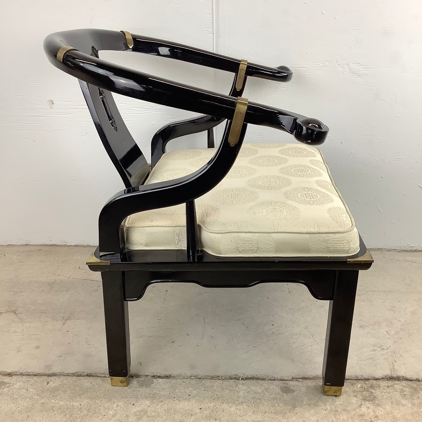 Vintage Asian Inspired Black Lacquer Armchair
