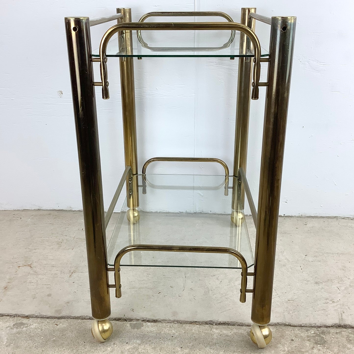 Vintage Modern Brass Finish Bar Cart
