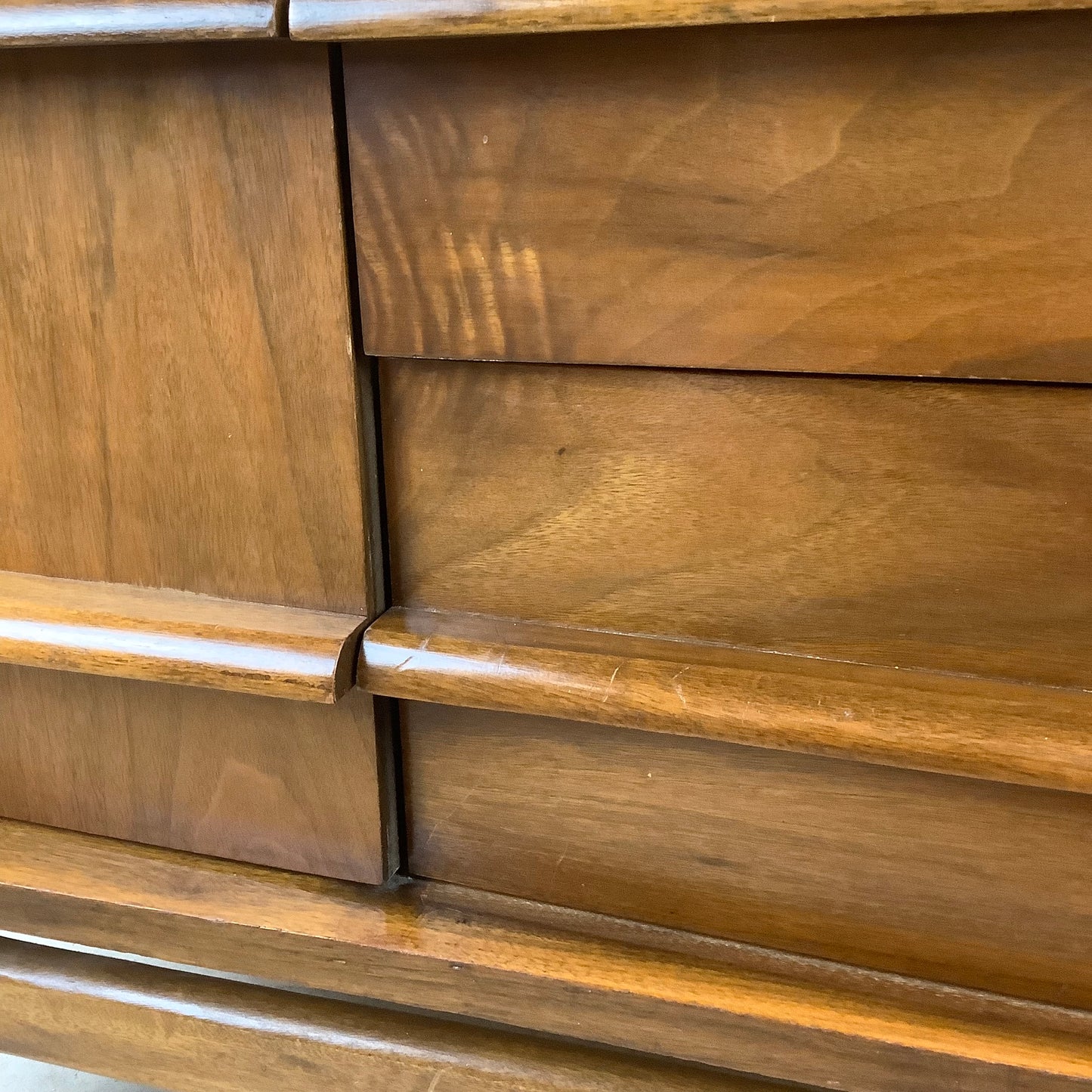 Mid-Century Curved Front Walnut Sideboard by Young Manufacturing