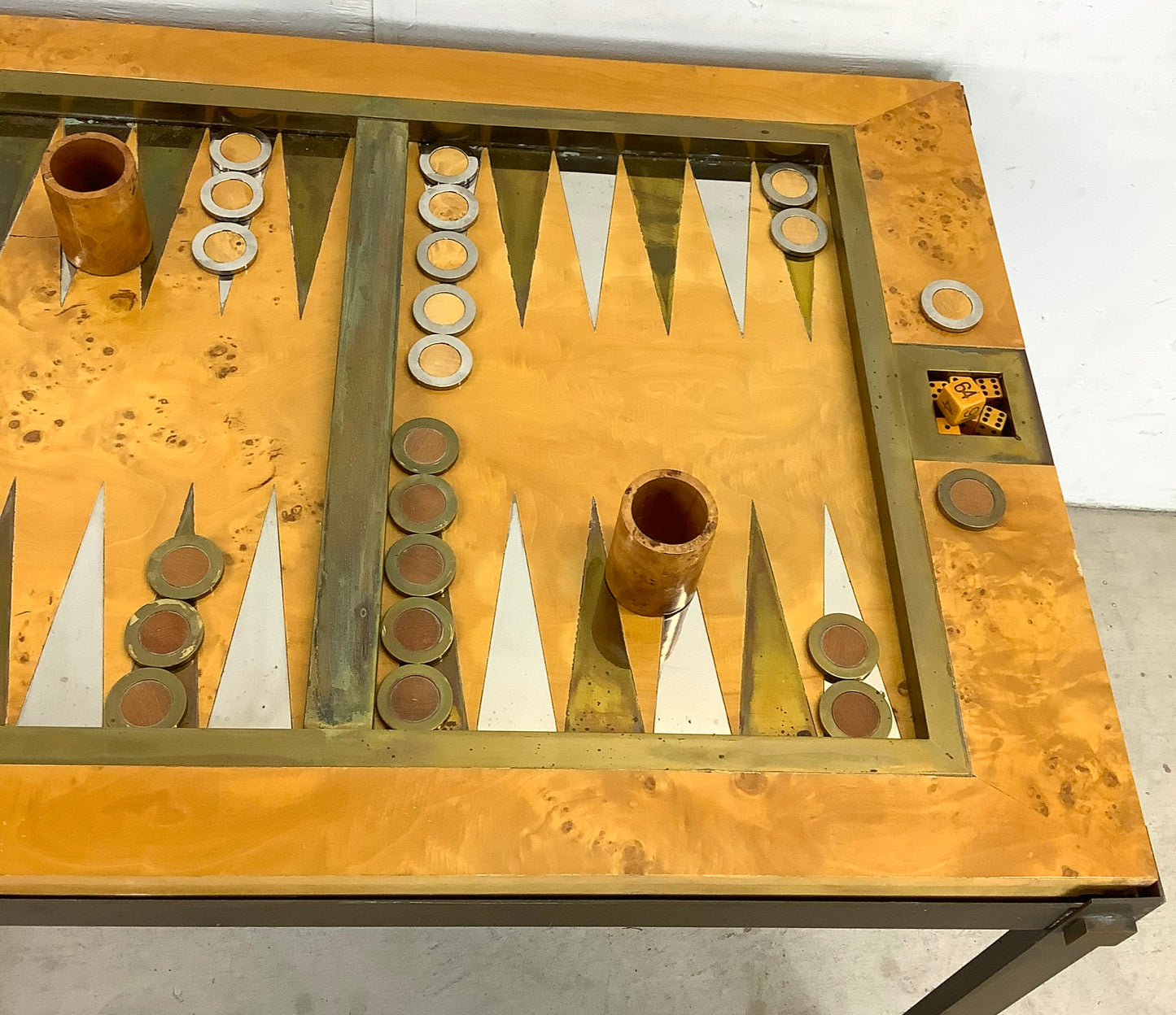 Tommaso Barbi Brass and Burl Backgammon Game Table