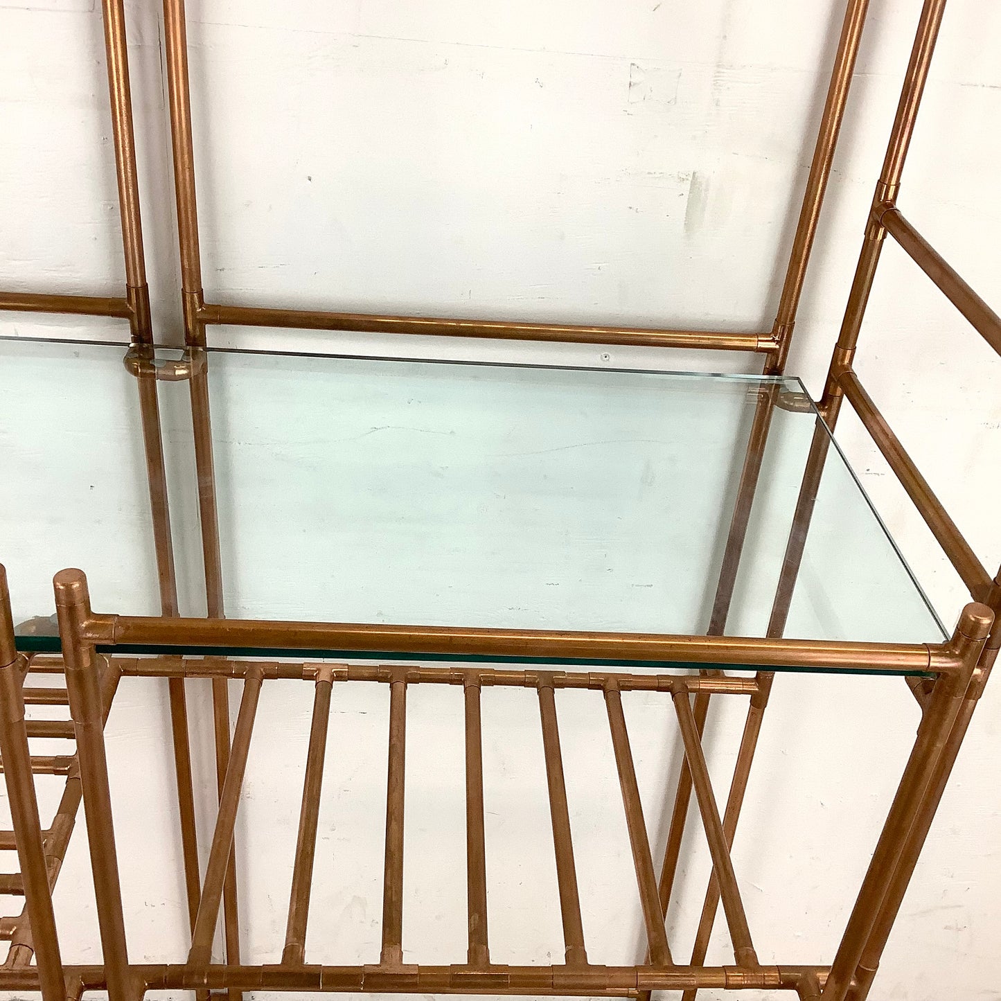 Unique Copper Pipe Baker's Rack with Glass Counter