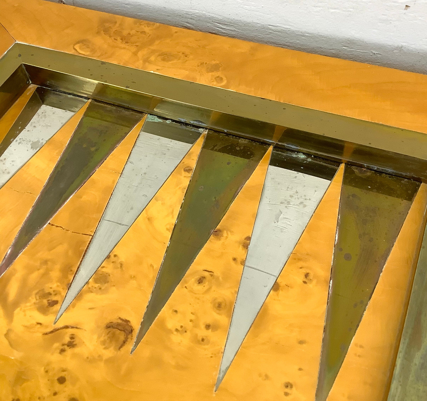 Tommaso Barbi Brass and Burl Backgammon Game Table