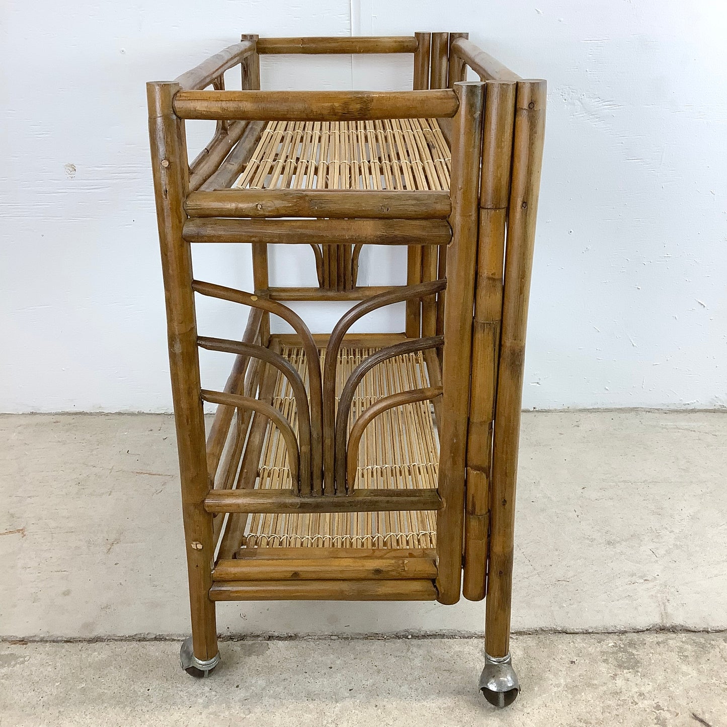 Vintage Boho Modern Bamboo Bar Cart