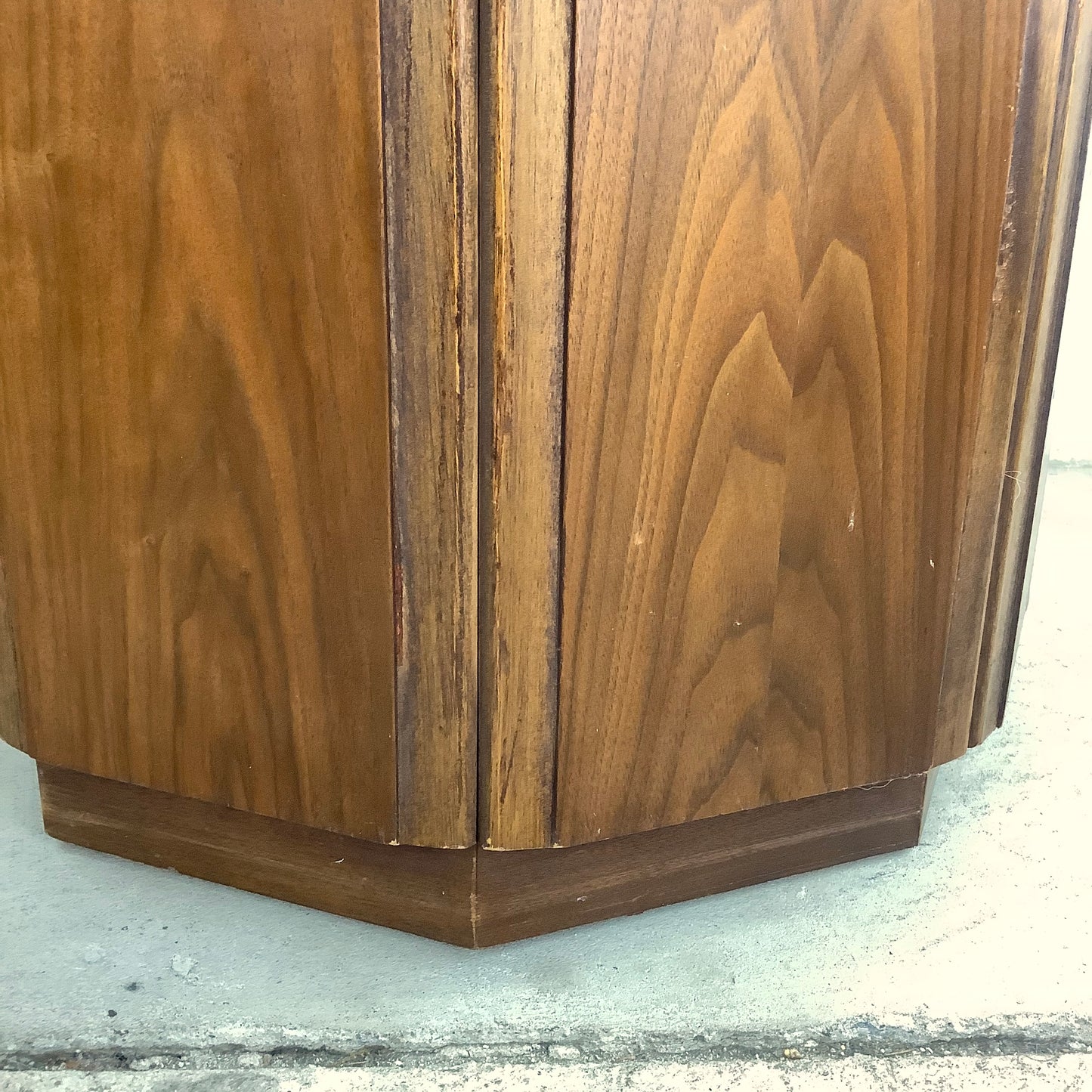 Vintage Mid-Century Circular End Table Cabinet- Walnut Finish