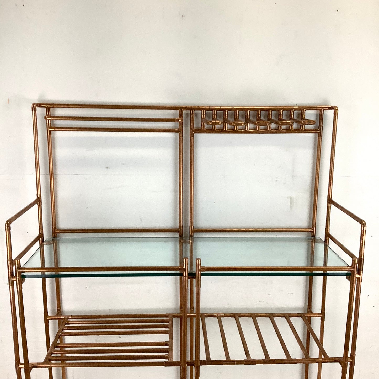 Unique Copper Pipe Baker's Rack with Glass Counter