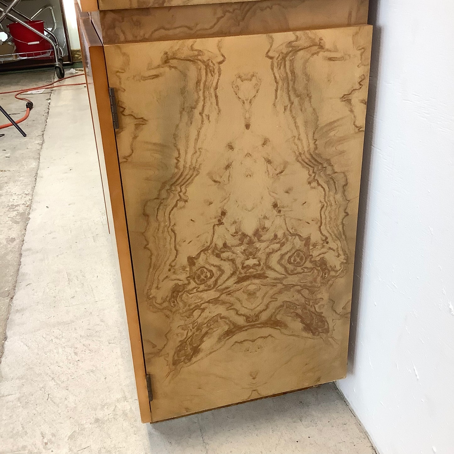 Vintage Modern Burl Style Curio Display Cabinet