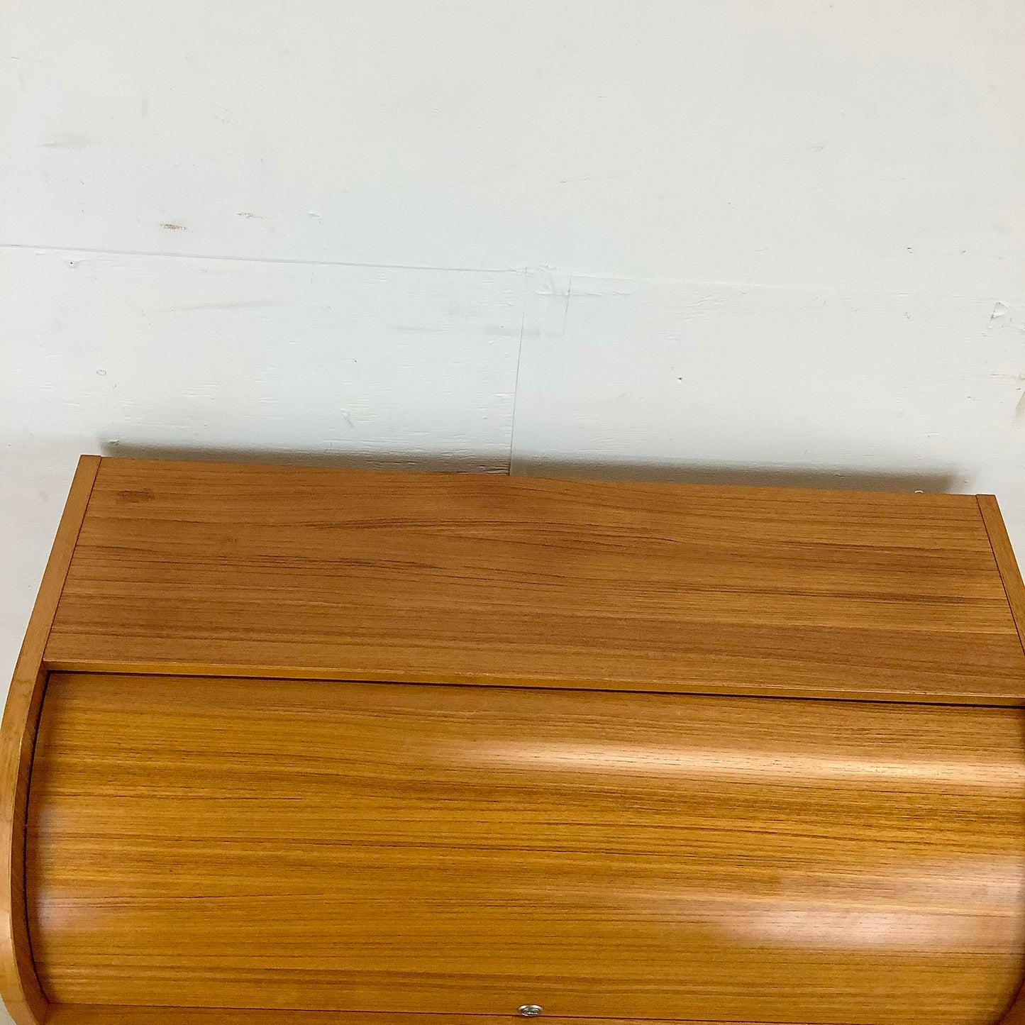 Vintage Teak Rolltop Secretary Desk- Danish Modern Style