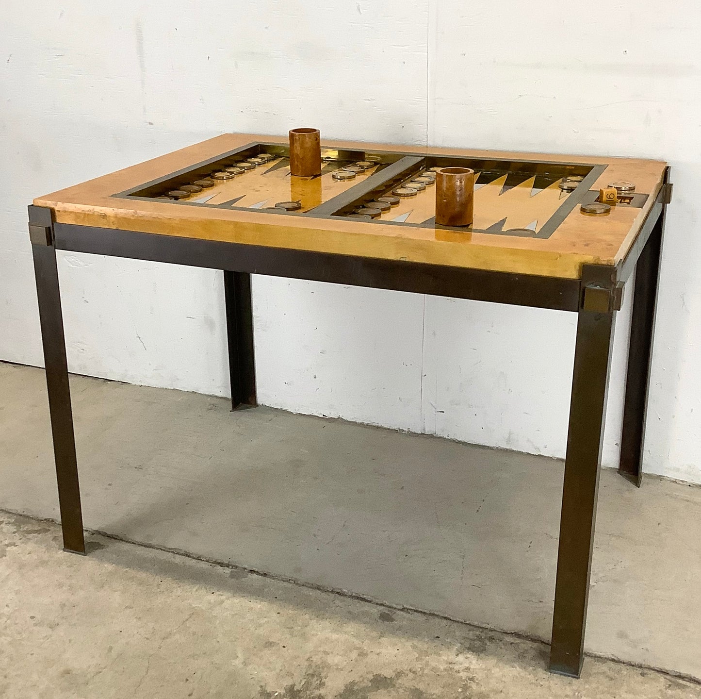 Tommaso Barbi Brass and Burl Backgammon Game Table