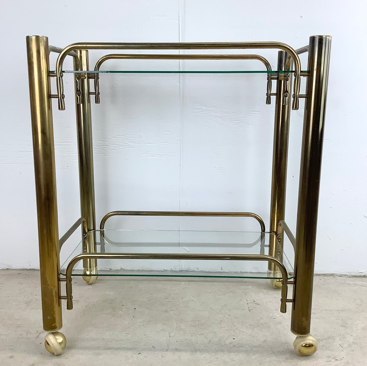 Vintage Modern Brass Finish Bar Cart