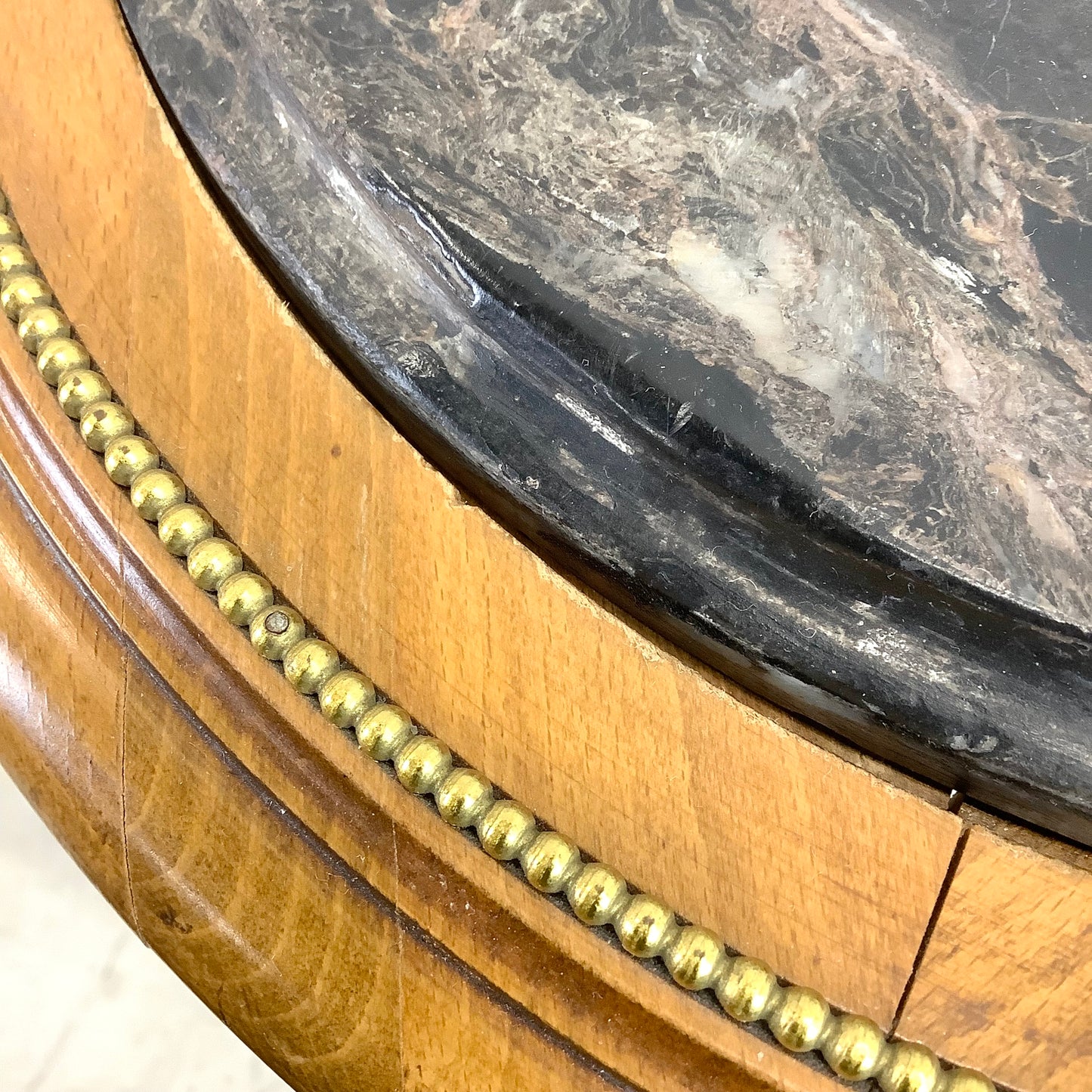 Pair of Vintage Louis XV Style Stone Top Side Tables with Ornate Detail