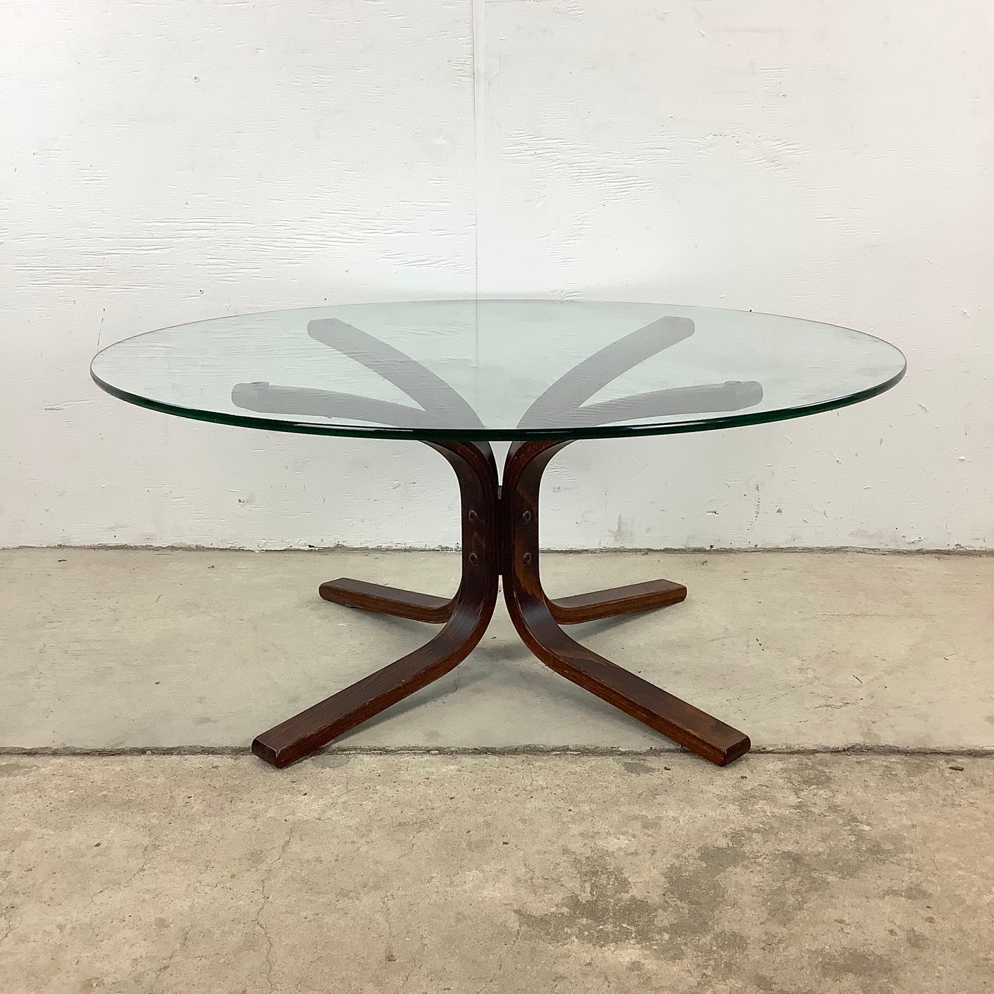 Scandinavian Modern Glass Top Bentwood "Siesta" Coffee Table From Westnofa
