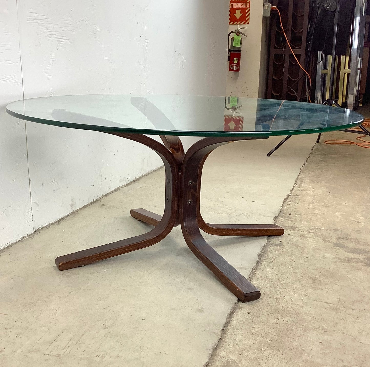 Scandinavian Modern Glass Top Bentwood "Siesta" Coffee Table From Westnofa