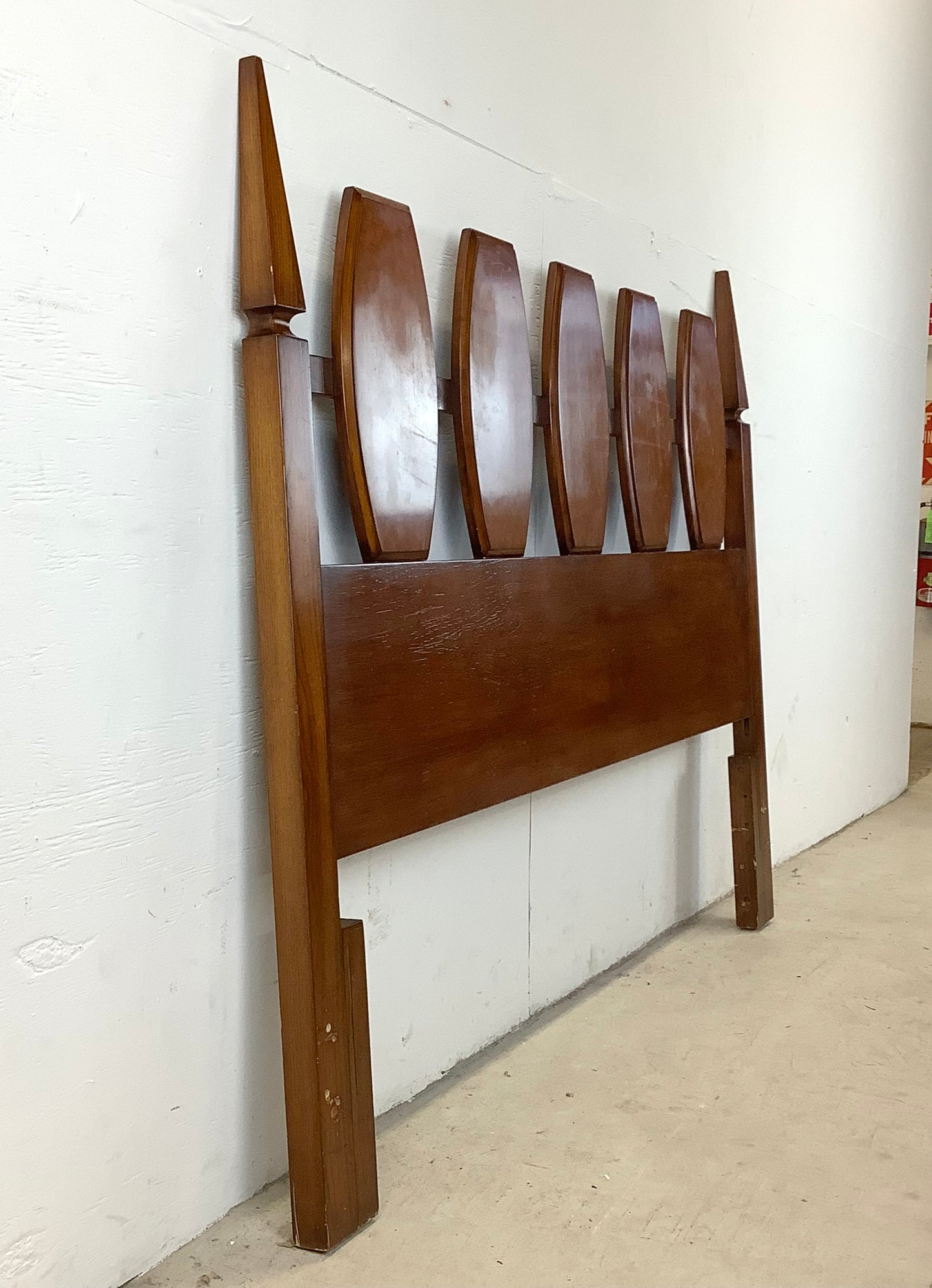 Vintage Mid-Century Burlwood Headboard- Full / Queen Size