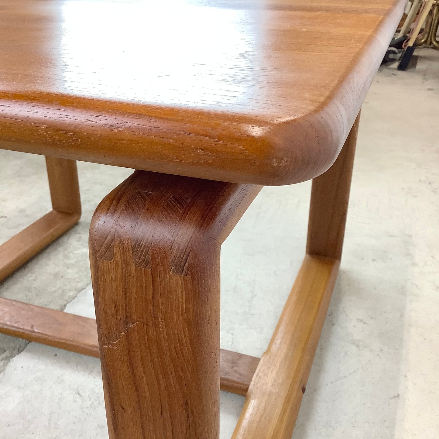 Scandinavian Style Teak Sled Leg End Table-