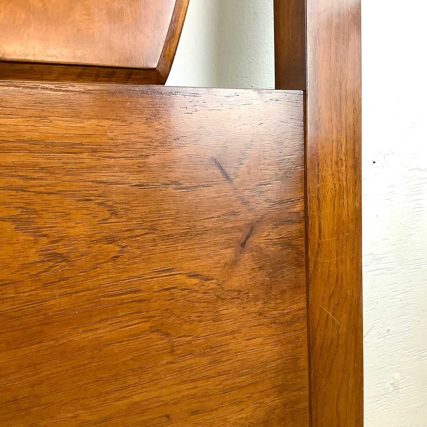 Vintage Mid-Century Burlwood Headboard- Full / Queen Size