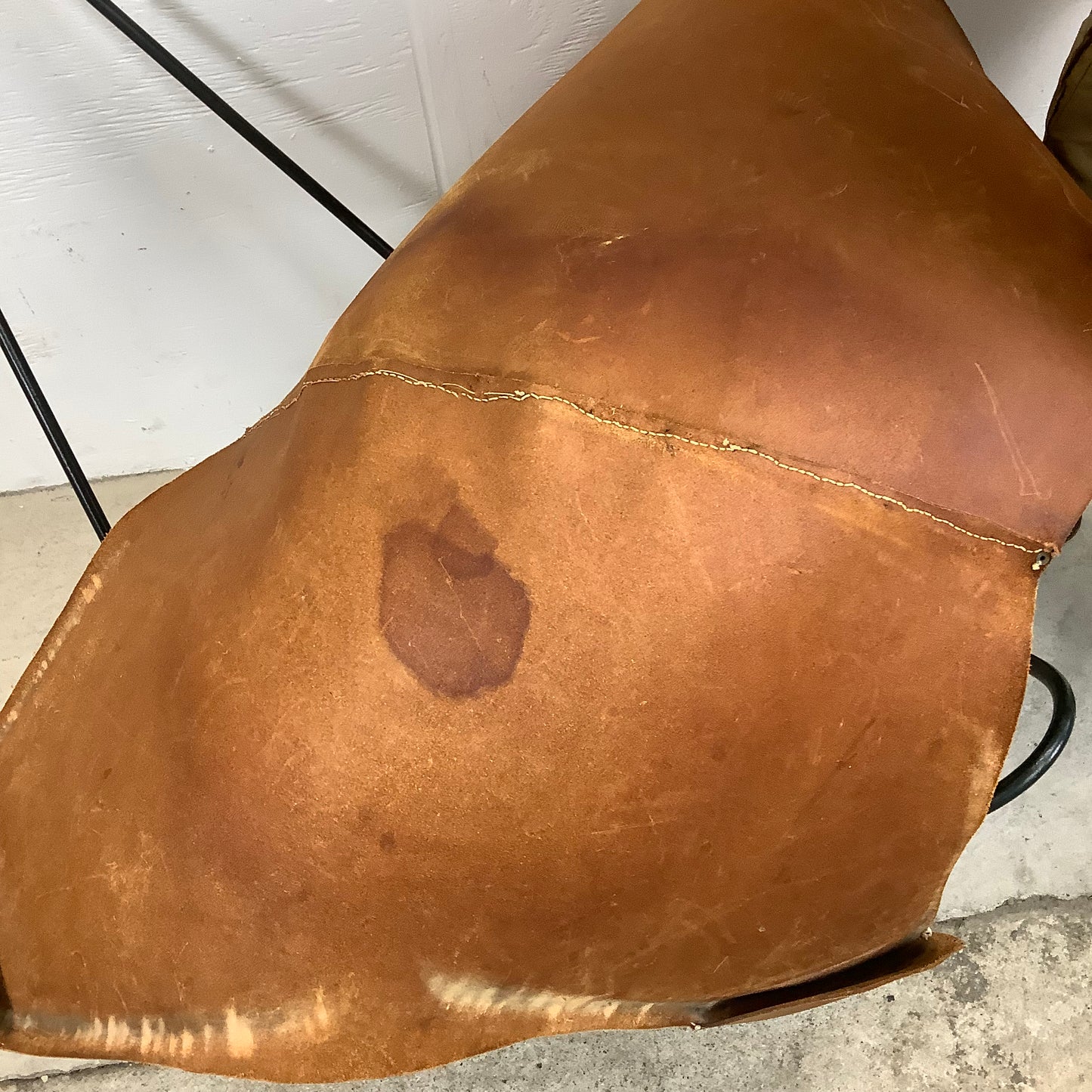 Mid-Century Modern Iron and Leather Butterfly Chair