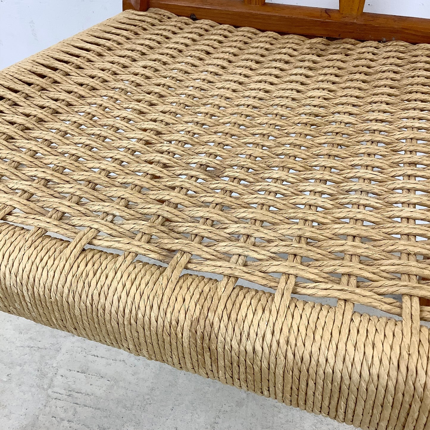 Danish Modern Teak Rope Seat Dining Chairs- Pair