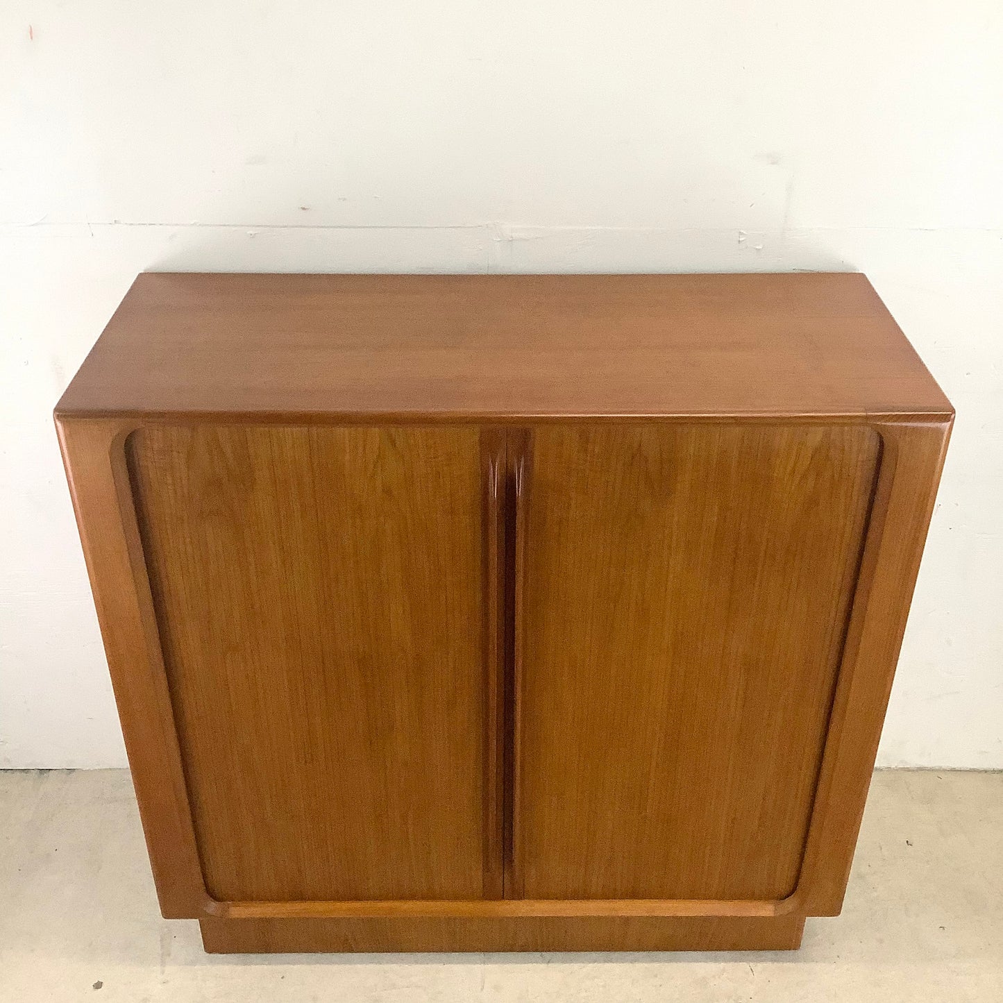 Scandinavian Modern Teak Armoire with Tambour Style Doors