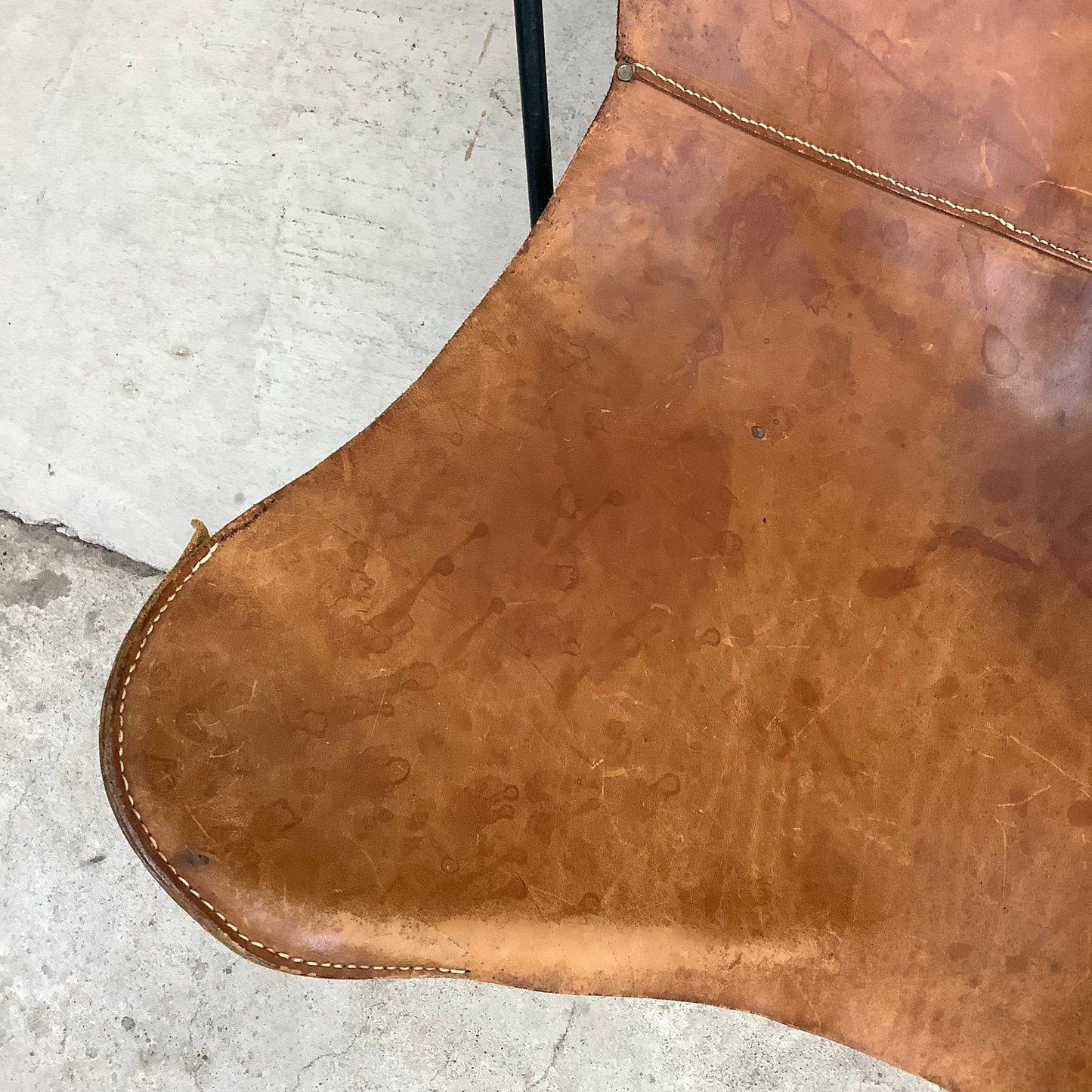 Mid-Century Modern Iron and Leather Butterfly Chair