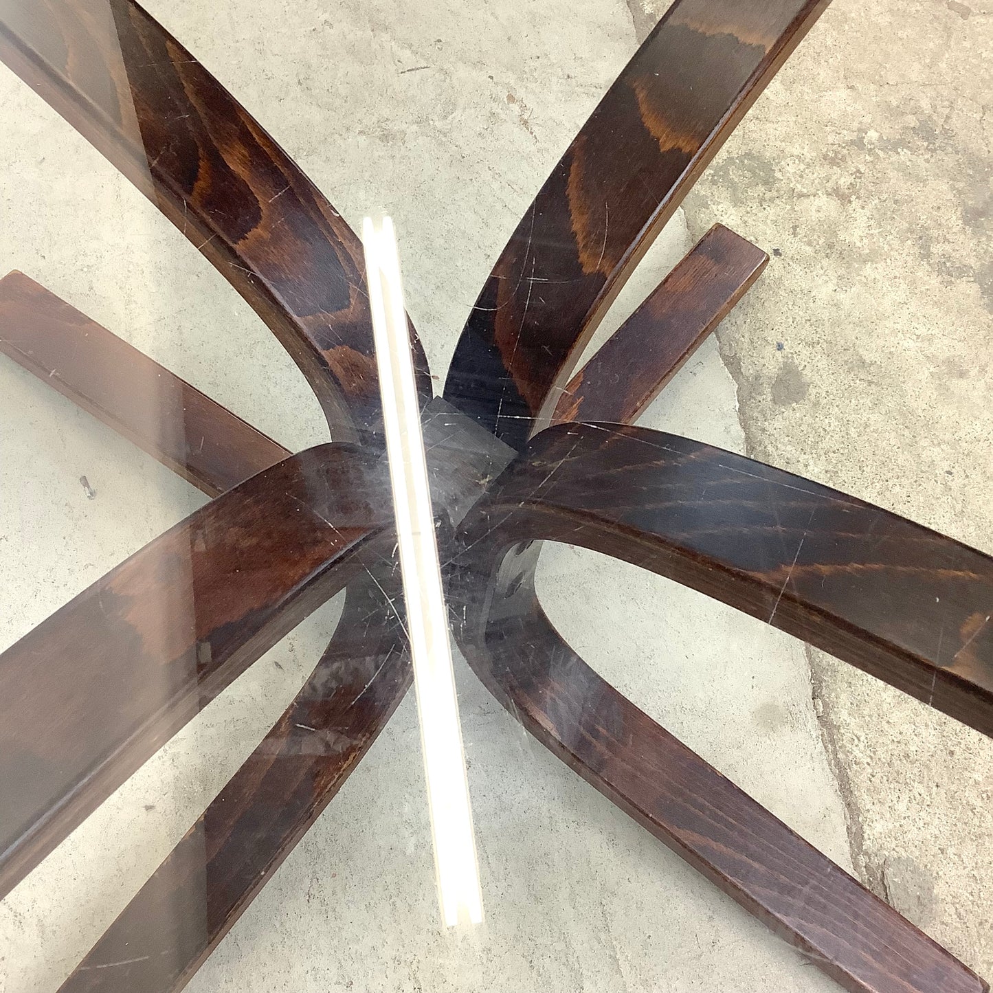 Scandinavian Modern Glass Top Bentwood "Siesta" Coffee Table From Westnofa