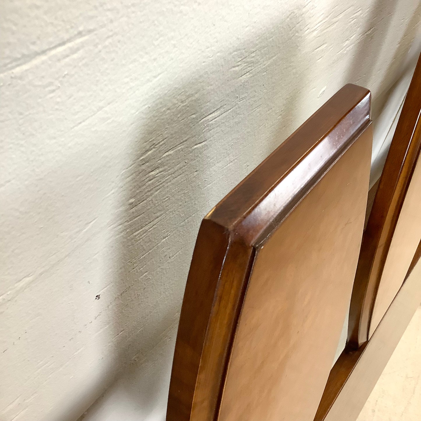Vintage Mid-Century Burlwood Headboard- Full / Queen Size