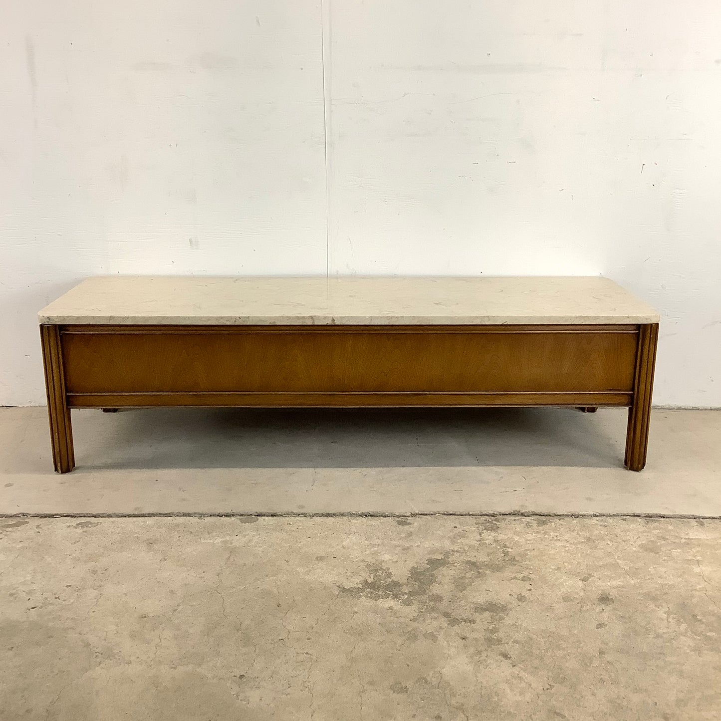 Vintage Storage Coffee Table With Stone Top