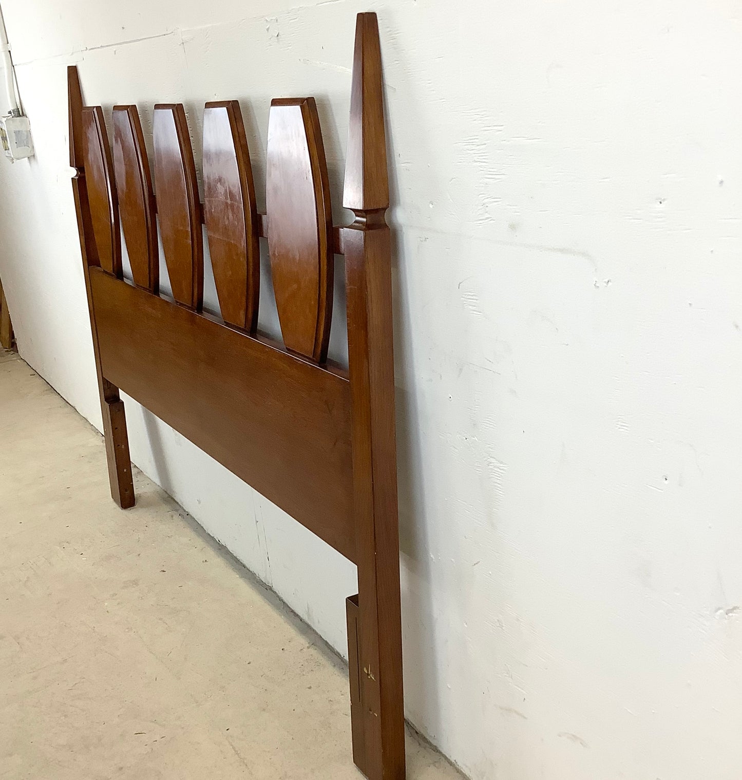 Vintage Mid-Century Burlwood Headboard- Full / Queen Size