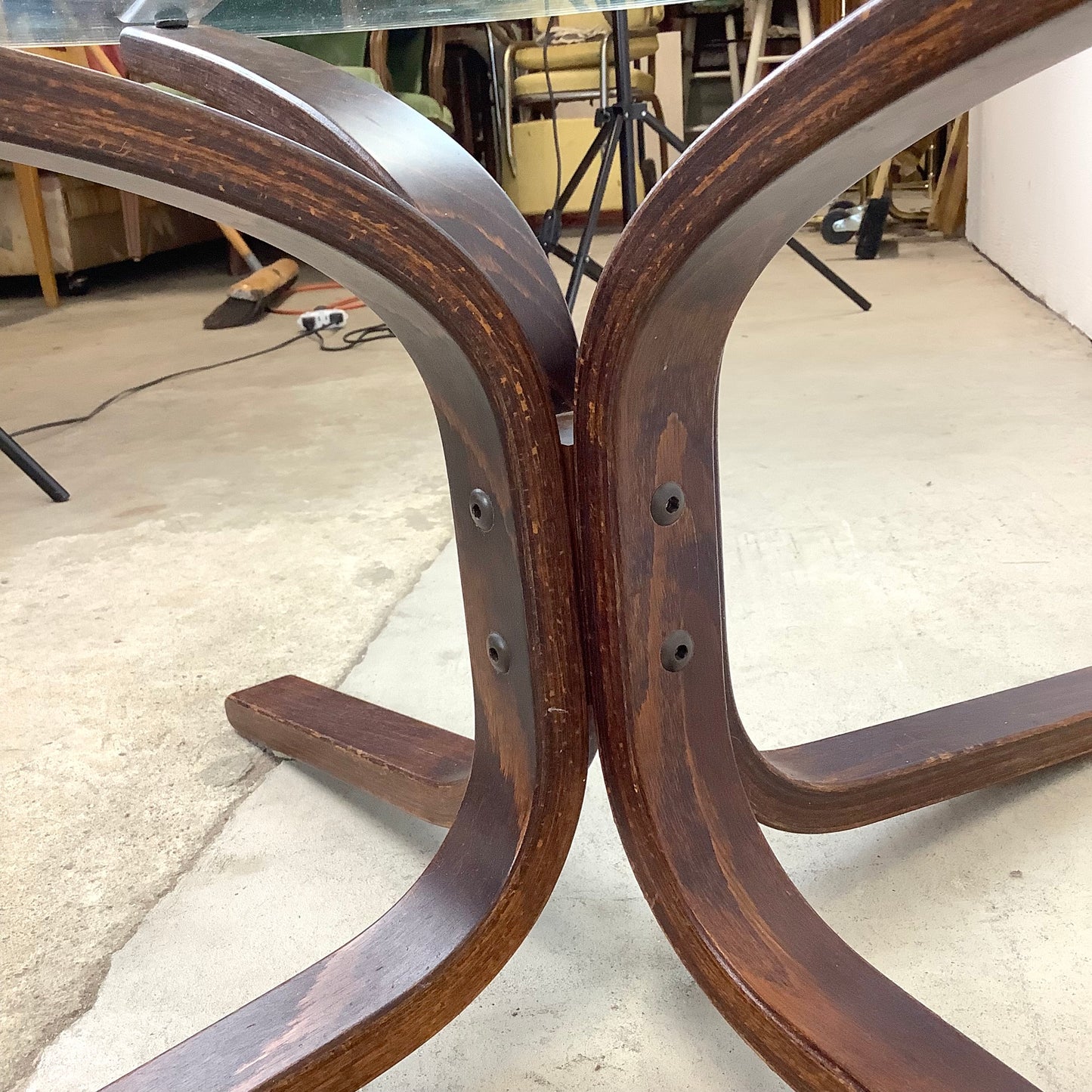 Scandinavian Modern Glass Top Bentwood "Siesta" Coffee Table From Westnofa
