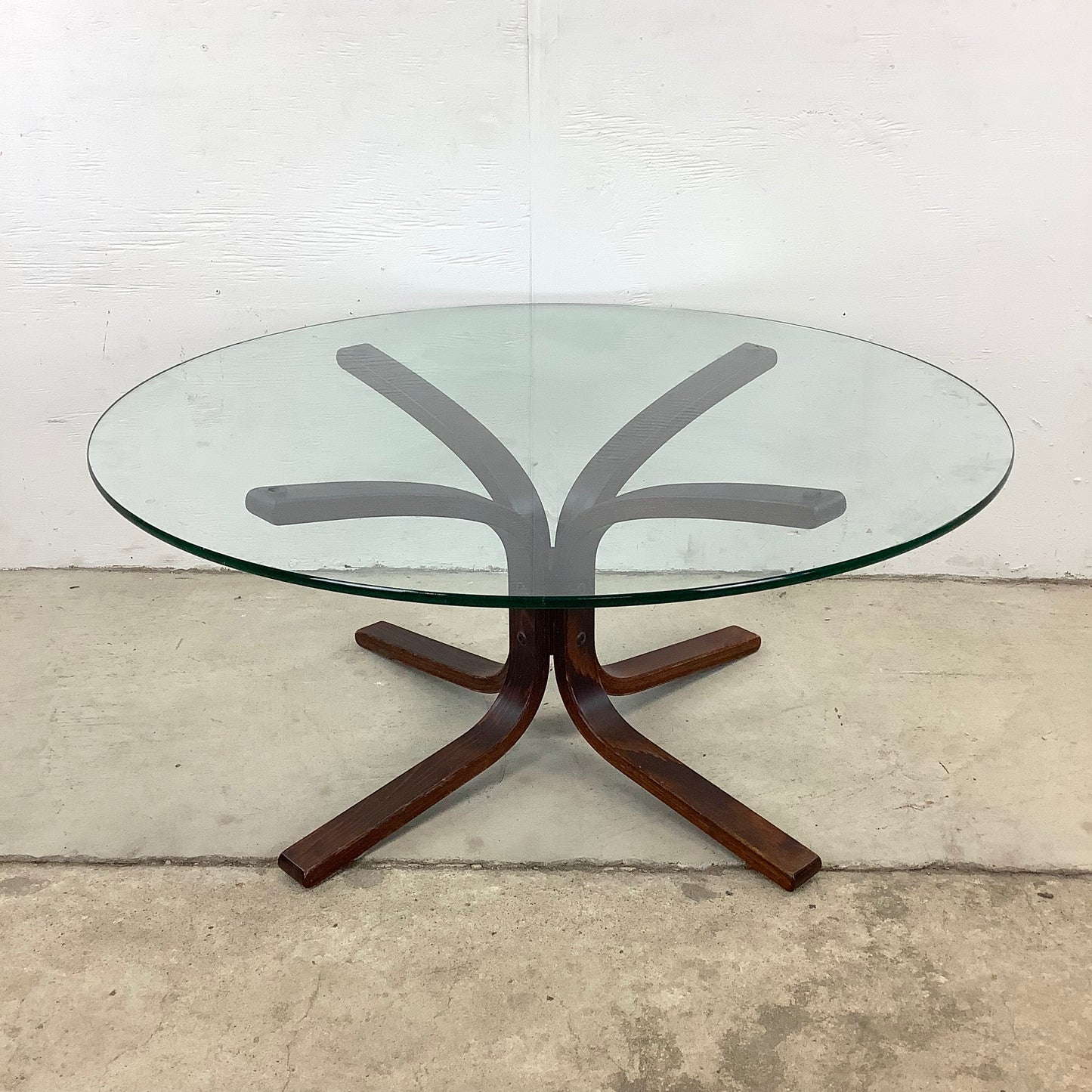 Scandinavian Modern Glass Top Bentwood "Siesta" Coffee Table From Westnofa